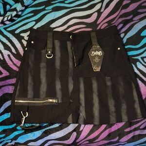 NWT Killstar | Black and Gray Striped Mini Skirt